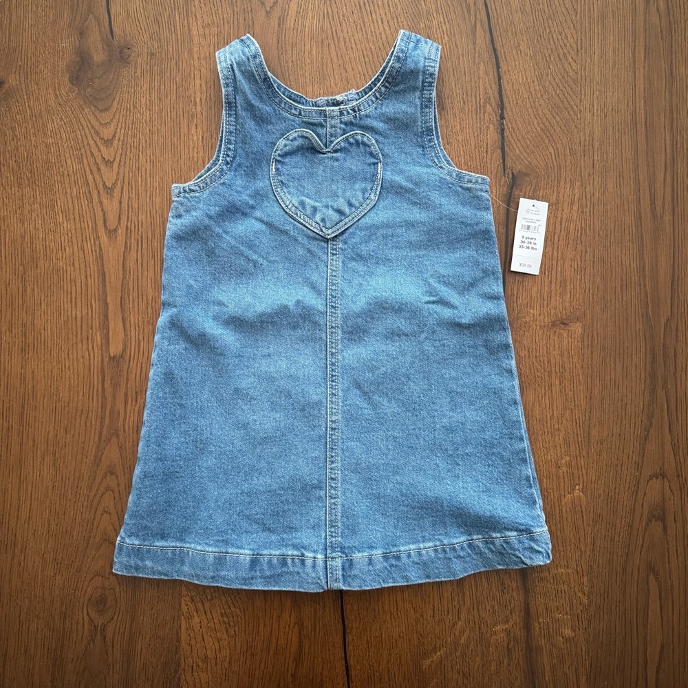 NWT babyGap Blue Denim Heart Dress, Size 3 years